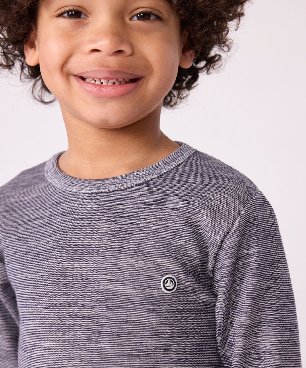 Uld Langærmet T-shirt - Soir/Marshmallow