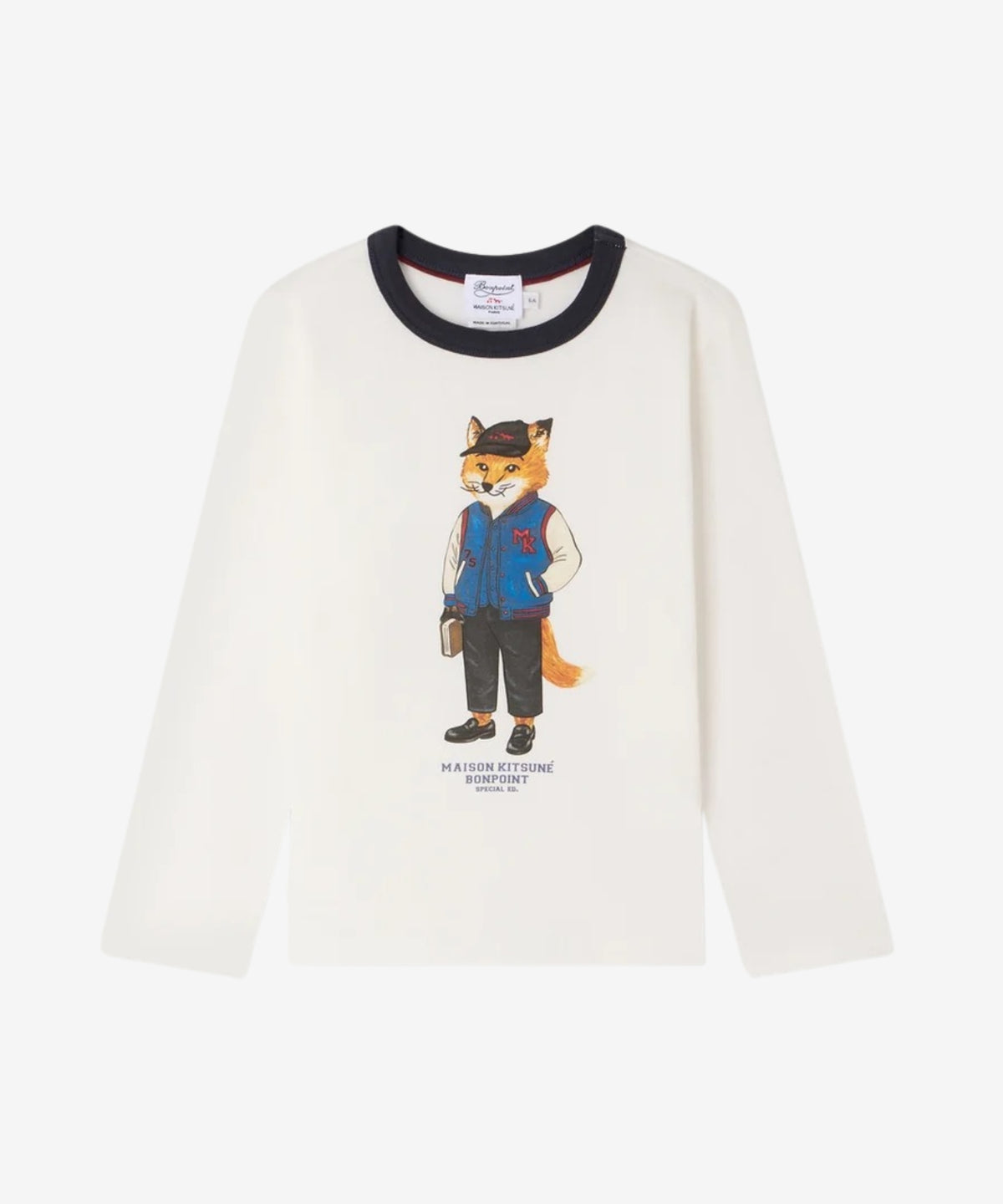 Bonpoint x Maison Kitsuné Tadda Langærmet T-shirt - Blanc Lait