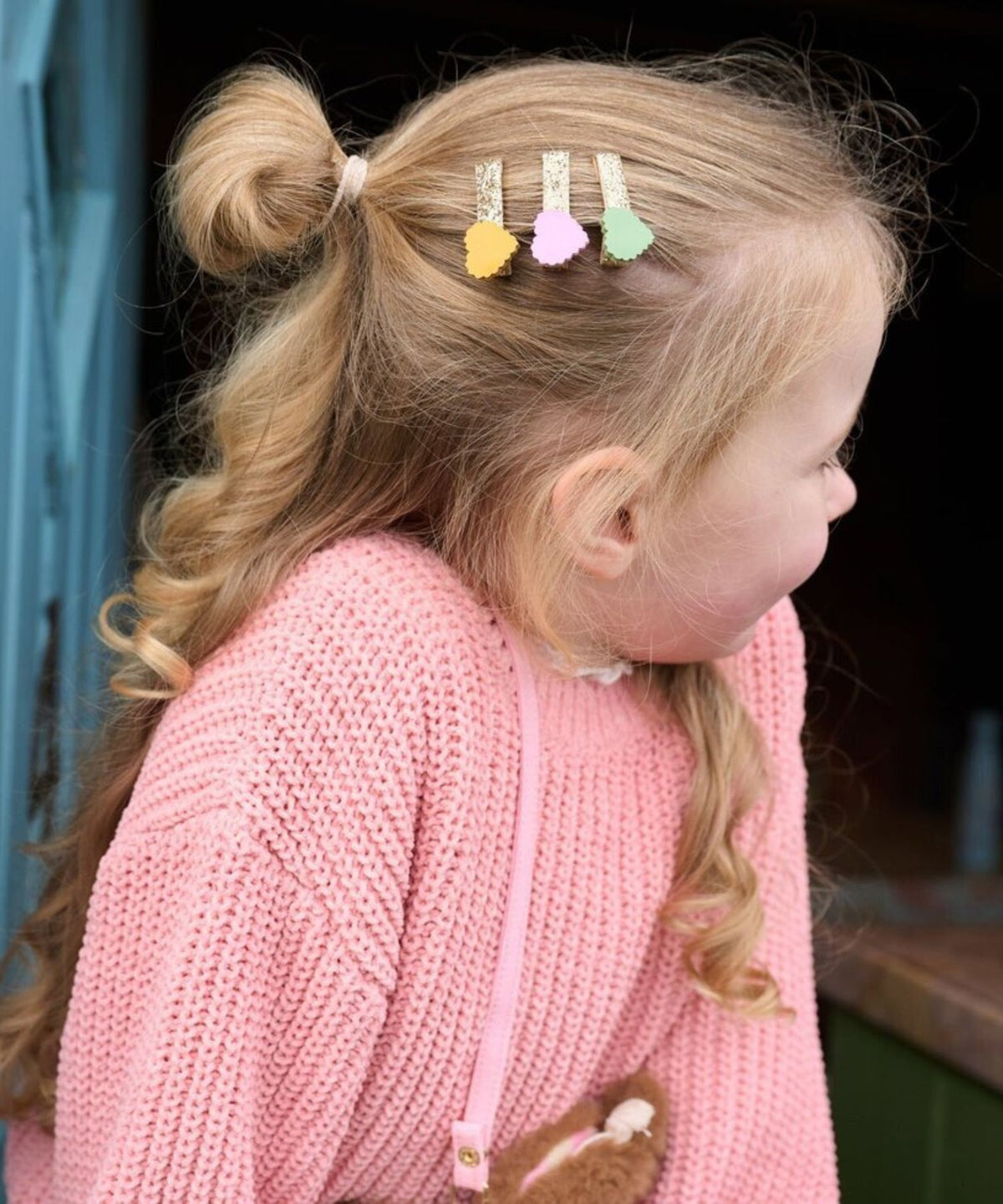 5-Pack Scallop Heart Mini Clip Hårspænder - Guld
